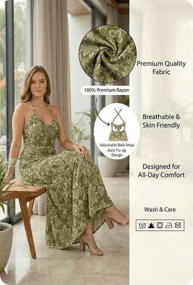Botanical Halter Maxi Dress