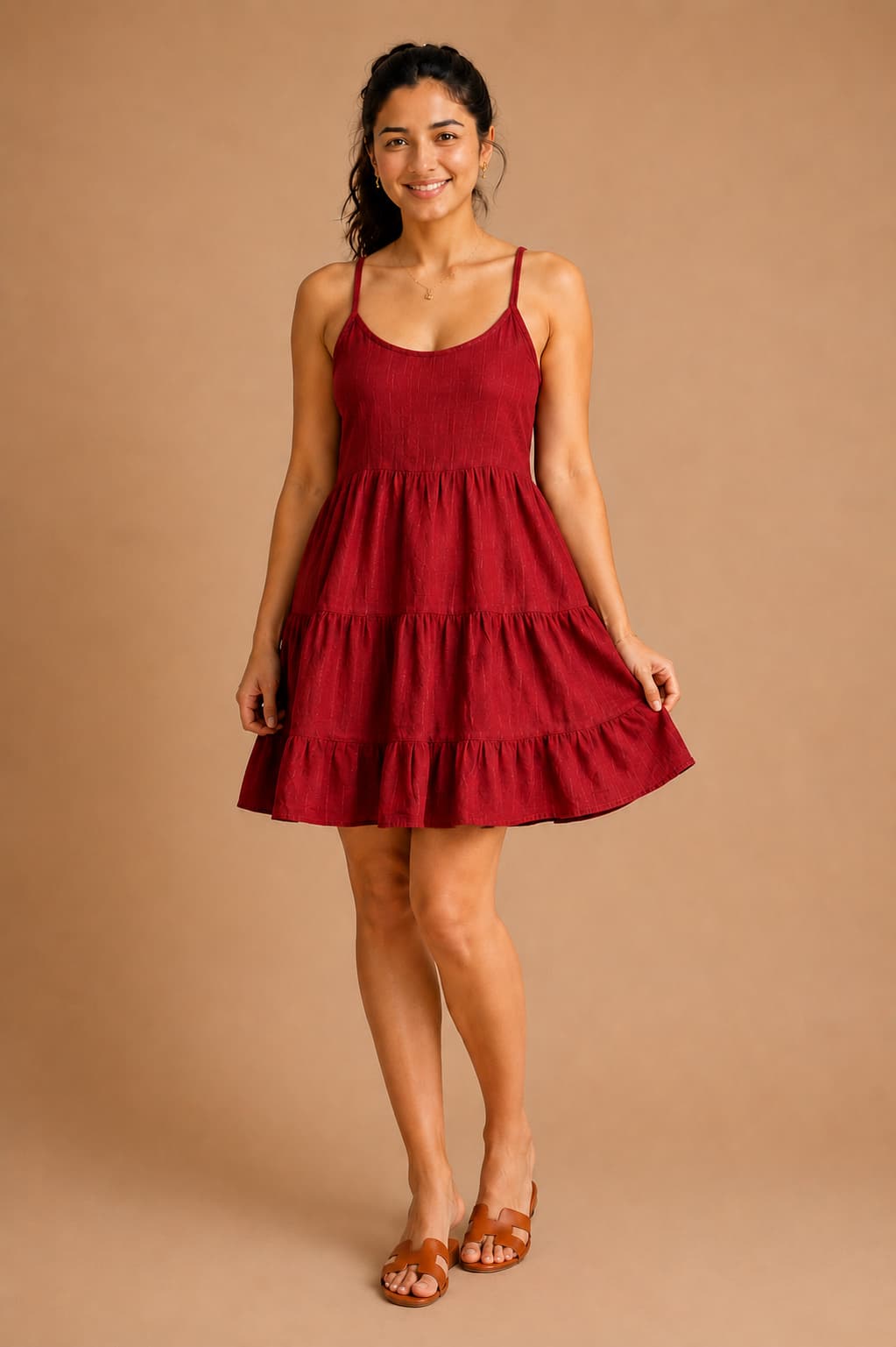 Ruby Romance Pure Cotton Tiered Mini Dress - Ivearaa