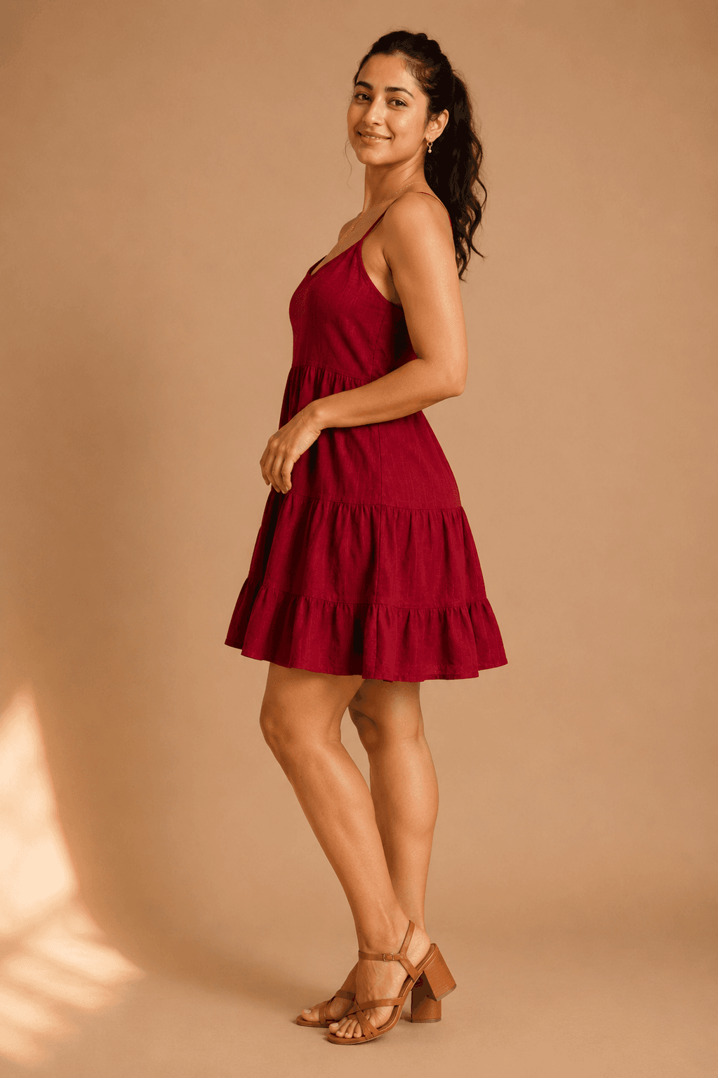 Ruby Romance Pure Cotton Tiered Mini Dress - Ivearaa